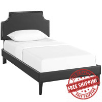 Modway MOD-5950-BLK Corene Twin Vinyl Platform Bed with Squared Tapered Legs