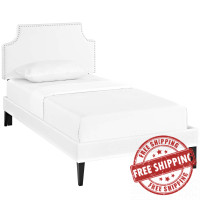 Modway MOD-5950-WHI Corene Twin Vinyl Platform Bed with Squared Tapered Legs