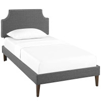Modway MOD-5951-GRY Corene Twin Fabric Platform Bed with Squared Tapered Legs