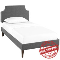 Modway MOD-5951-GRY Corene Twin Fabric Platform Bed with Squared Tapered Legs