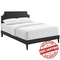 Modway MOD-5952-BLK Corene Full Vinyl Platform Bed with Squared Tapered Legs