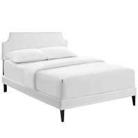 Modway MOD-5954-WHI Corene Queen Vinyl Platform Bed with Squared Tapered Legs