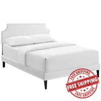 Modway MOD-5954-WHI Corene Queen Vinyl Platform Bed with Squared Tapered Legs