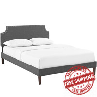 Modway MOD-5955-GRY Corene Queen Fabric Platform Bed with Squared Tapered Legs