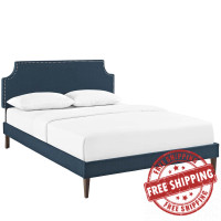 Modway MOD-5957-AZU Corene King Fabric Platform Bed with Squared Tapered Legs