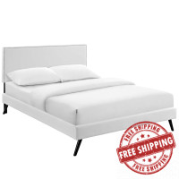 Modway MOD-5960-WHI Macie Full Vinyl Platform Bed with Round Splayed Legs