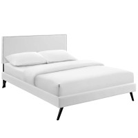 Modway MOD-5964-WHI Macie King Vinyl Platform Bed with Round Splayed Legs