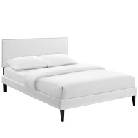 Modway MOD-5968-WHI Macie Full Vinyl Platform Bed with Squared Tapered Legs
