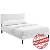 Modway MOD-5968-WHI Macie Full Vinyl Platform Bed with Squared Tapered Legs