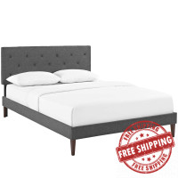 Modway MOD-5987-GRY Tarah Queen Fabric Platform Bed with Squared Tapered Legs