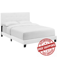 Modway MOD-5999-WHI Amira Twin Upholstered Fabric Bed