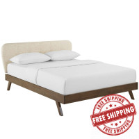 Modway MOD-6004-BEI Gianna Queen Upholstered Polyester Fabric Platform Bed
