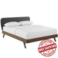 Modway MOD-6004-GRY Gianna Queen Upholstered Polyester Fabric Platform Bed