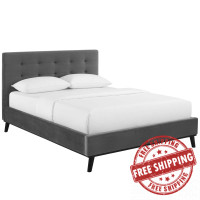 Modway MOD-6006-GRY McKenzie Queen Biscuit Tufted Performance Velvet Platform Bed