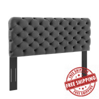 Modway MOD-6031-CHA Charcoal Lizzy Tufted Full/Queen Performance Velvet Headboard