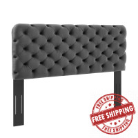 Modway MOD-6032-CHA Charcoal Lizzy Tufted King/California King Performance Velvet Headboard