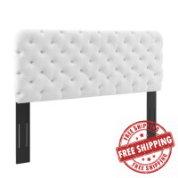 Modway MOD-6032-WHI White Lizzy Tufted King/California King Performance Velvet Headboard