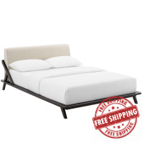 Modway MOD-6047-CAP-BEI Luella Queen Upholstered Fabric Platform Bed