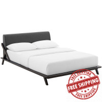 Modway MOD-6047-CAP-GRY Luella Queen Upholstered Fabric Platform Bed