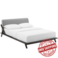 Modway MOD-6047-CAP-LGR Luella Queen Upholstered Fabric Platform Bed
