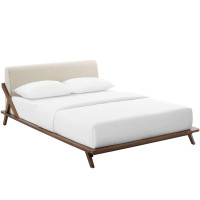 Modway MOD-6047-WAL-BEI Luella Queen Upholstered Fabric Platform Bed