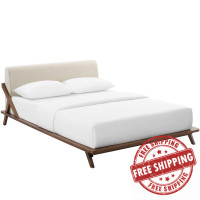 Modway MOD-6047-WAL-BEI Luella Queen Upholstered Fabric Platform Bed