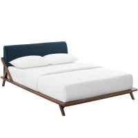 Modway MOD-6047-WAL-BLU Luella Queen Upholstered Fabric Platform Bed