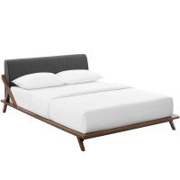 Modway MOD-6047-WAL-GRY Luella Queen Upholstered Fabric Platform Bed