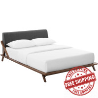 Modway MOD-6047-WAL-GRY Luella Queen Upholstered Fabric Platform Bed