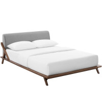Modway MOD-6047-WAL-LGR Luella Queen Upholstered Fabric Platform Bed
