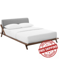 Modway MOD-6047-WAL-LGR Luella Queen Upholstered Fabric Platform Bed