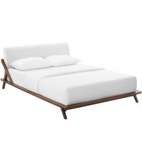 Modway MOD-6047-WAL-WHI Luella Queen Upholstered Fabric Platform Bed