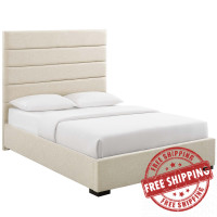 Modway MOD-6049-BEI Genevieve Queen Upholstered Fabric Platform Bed