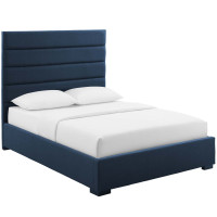 Modway MOD-6049-BLU Genevieve Queen Upholstered Fabric Platform Bed