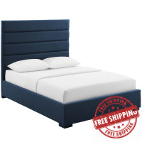 Modway MOD-6049-BLU Genevieve Queen Upholstered Fabric Platform Bed