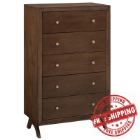 Modway MOD-6058-WAL Providence Five-Drawer Chest or Stand