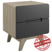 Modway MOD-6073-NAT-GRY Origin Wood Nightstand or End Table