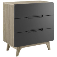 Modway MOD-6074-NAT-GRY Origin Three-Drawer Chest or Stand