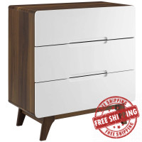 Modway MOD-6074-WAL-WHI Origin Three-Drawer Chest or Stand