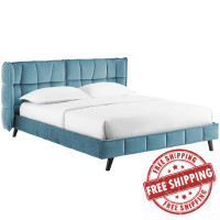 Modway MOD-6081-SEA Makenna Queen Performance Velvet Platform Bed