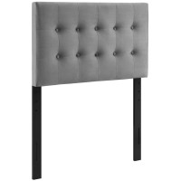 Modway MOD-6114-GRY Emily Twin Biscuit Tufted Performance Velvet Headboard