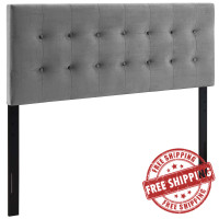 Modway MOD-6116-GRY Emily Queen Biscuit Tufted Performance Velvet Headboard