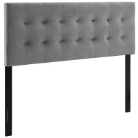 Modway MOD-6117-GRY Emily King Biscuit Tufted Performance Velvet Headboard