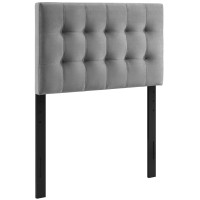 Modway MOD-6118-GRY Lily Biscuit Tufted Twin Performance Velvet Headboard