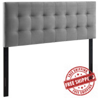 Modway MOD-6120-GRY Lily Queen Biscuit Tufted Performance Velvet Headboard