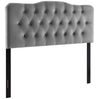Modway MOD-6127-GRY Annabel King Diamond Tufted Performance Velvet Headboard