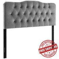 Modway MOD-6127-GRY Annabel King Diamond Tufted Performance Velvet Headboard