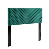 Modway MOD-6143-TEA Teal Alyson Angular Channel Tufted Performance Velvet Twin Headboard
