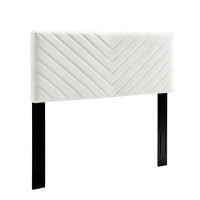 Modway MOD-6144-WHI White Alyson Angular Channel Tufted Performance Velvet Full / Queen Headboard