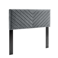 Modway MOD-6145-CHA Charcoal Alyson Angular Channel Tufted Performance Velvet King / California King Headboard
